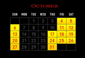 Haunted House Dates, October 2019, Laurel's House of Horror